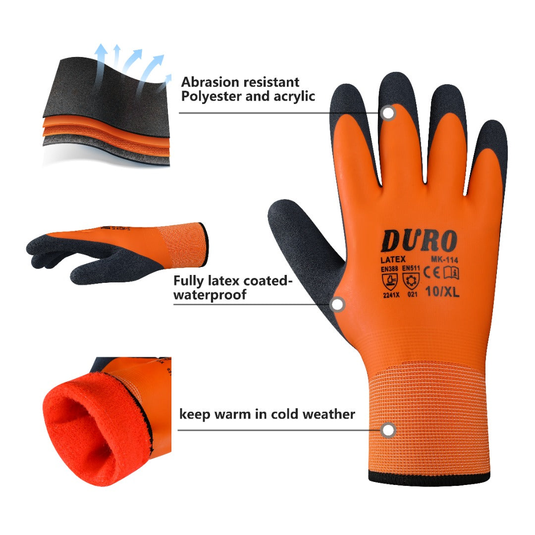 Better Grip Safety Winter Insulated Double Lining Rubber Coated Work  Gloves, 3 Pairs/Pack